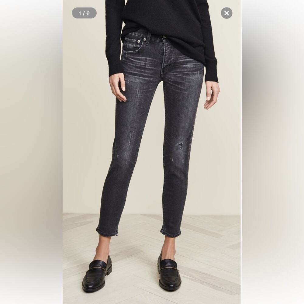 Moussy Vintage NWOT Jeans Velma Japanese Denim Faded Black Distressed Ankle 27